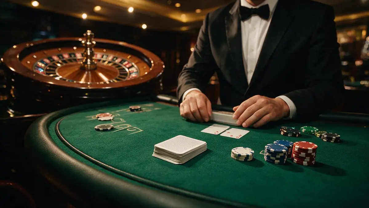 Stół do blackjacka i ruletka w kasynie na żywo